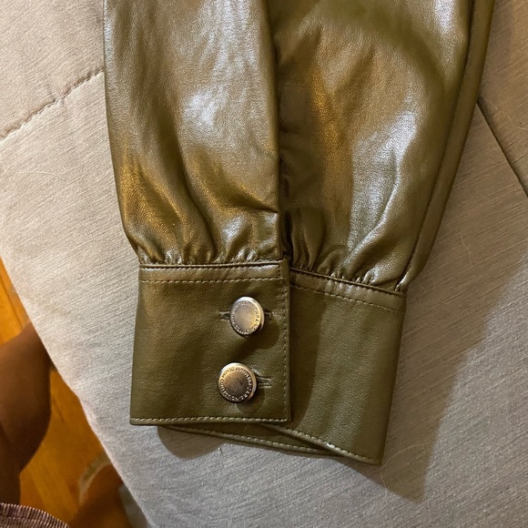 Zara Faux Leather Mini Dress Khaki - NWT - Picture 9 of 14